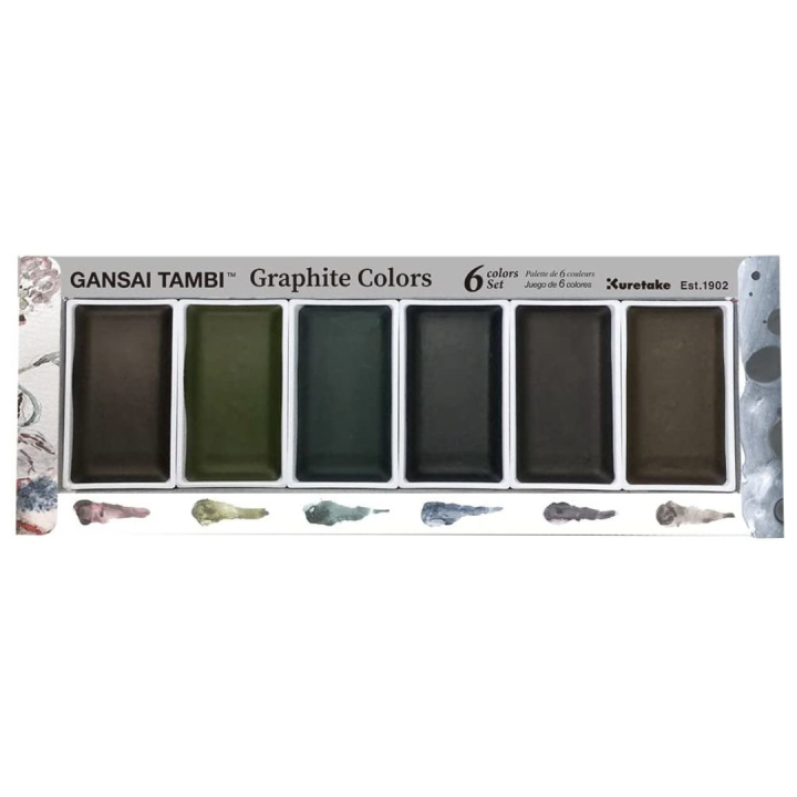 Gansai Tambi Aquarelle 6-set Graphite Colors in the group Art Supplies / Artist colours / Watercolor Paint / Watercolor pans at Pen Store (128725)