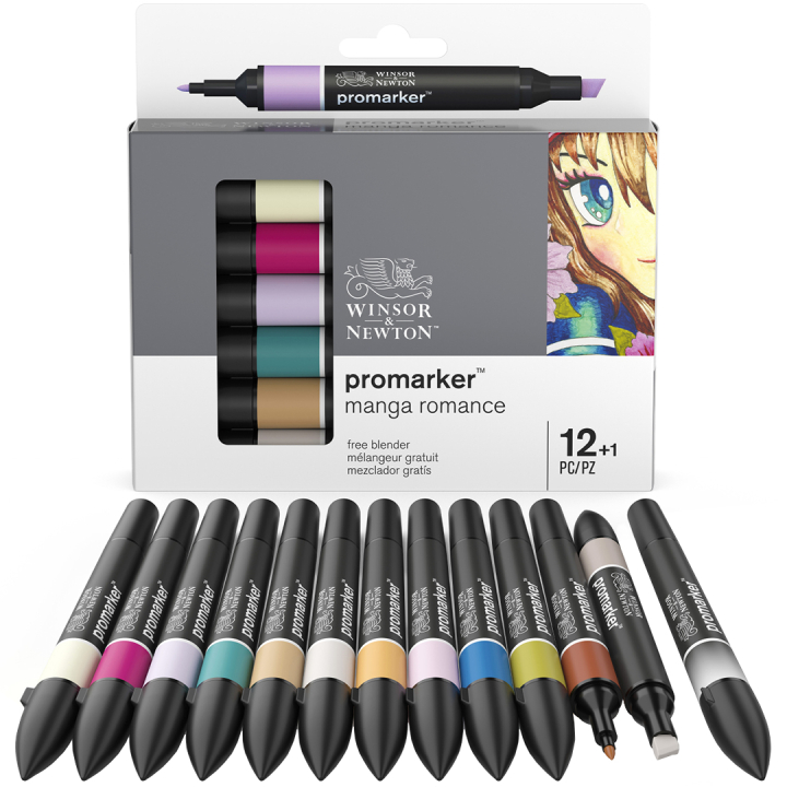 Promarker Set of 12 + Blender (Manga Romance) in the group Pens / Artist Pens / Illustration Markers at Pen Store (128780)