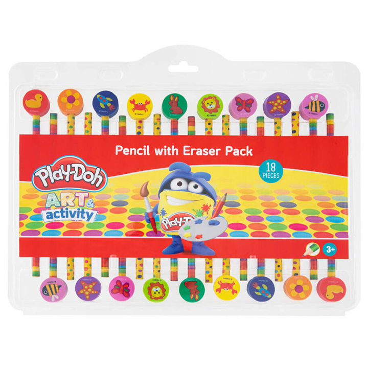 Pencils + Erasers 18-set in the group Kids / Kids' Pens / Kid's Writing at Pen Store (129343)