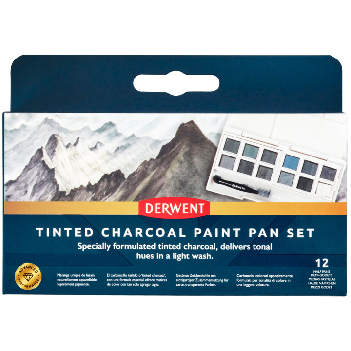Tinted Charcoal Paint Pan Set 12 Half pans in the group Art Supplies / Artist colours / Watercolor Paint / Watercolor pans at Pen Store (129568)