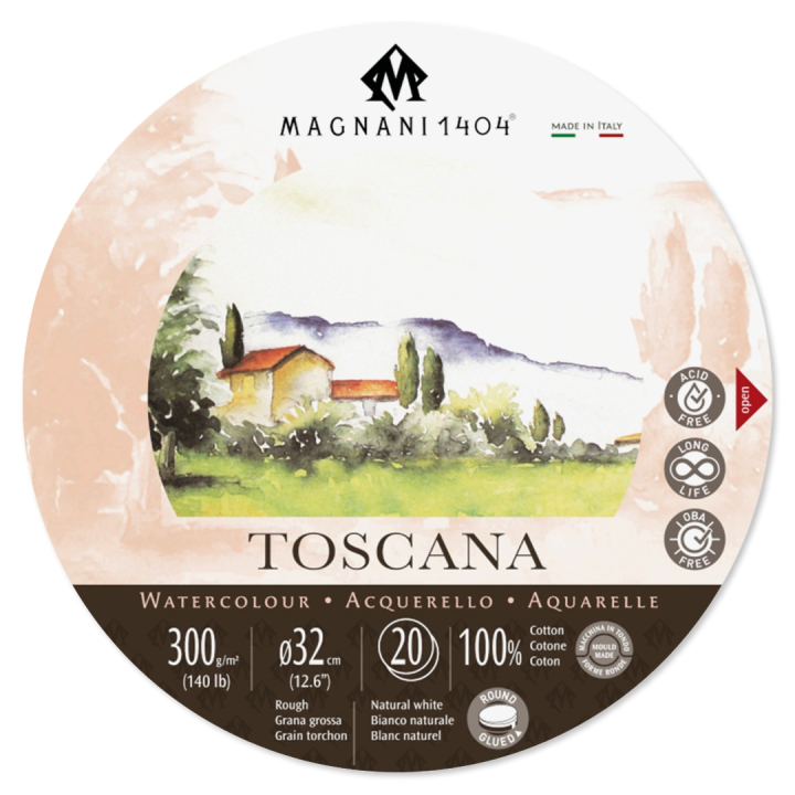 Watercolor Pad Round Toscana 100% Cotton 300g 32cm 20 Sheets in the group Paper & Pads / Artist Pads & Paper / Watercolor Pads at Pen Store (129655)