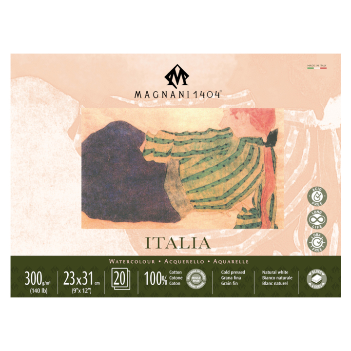 Watercolor Pad Italia 100% Cotton 300g Fine Grain 23x31cm 20 Sheets in the group Paper & Pads / Artist Pads & Paper / Watercolor Pads at Pen Store (129664)