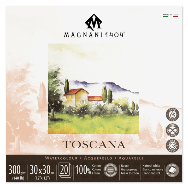 Watercolor Pad Toscana 100% Cotton 300g Rough 30x30cm 20 Sheets in the group Paper & Pads / Artist Pads & Paper / Watercolor Pads at Pen Store (129676)