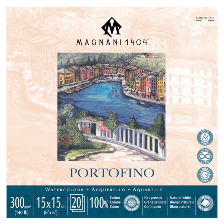 Watercolor Pad Portofino 100% Cotton 300g Satin 15x15cm 20 Sheets in the group Paper & Pads / Artist Pads & Paper / Watercolor Pads at Pen Store (129681)