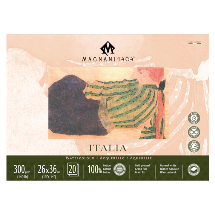 Watercolor Pad Italia 100% Cotton 300g 26x36cm 20 Sheets in the group Paper & Pads / Artist Pads & Paper / Watercolor Pads at Pen Store (129830)