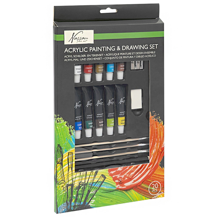 Painting and Drawing Set 20 pcs in the group Art Supplies / Artist colours / Acrylic Paint at Pen Store (129936)