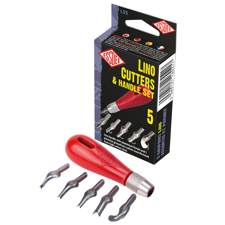 Lino Cutters and Handle Set 5 pcs in the group Hobby & Creativity / Techniques / Linoleum prints at Pen Store (130665)