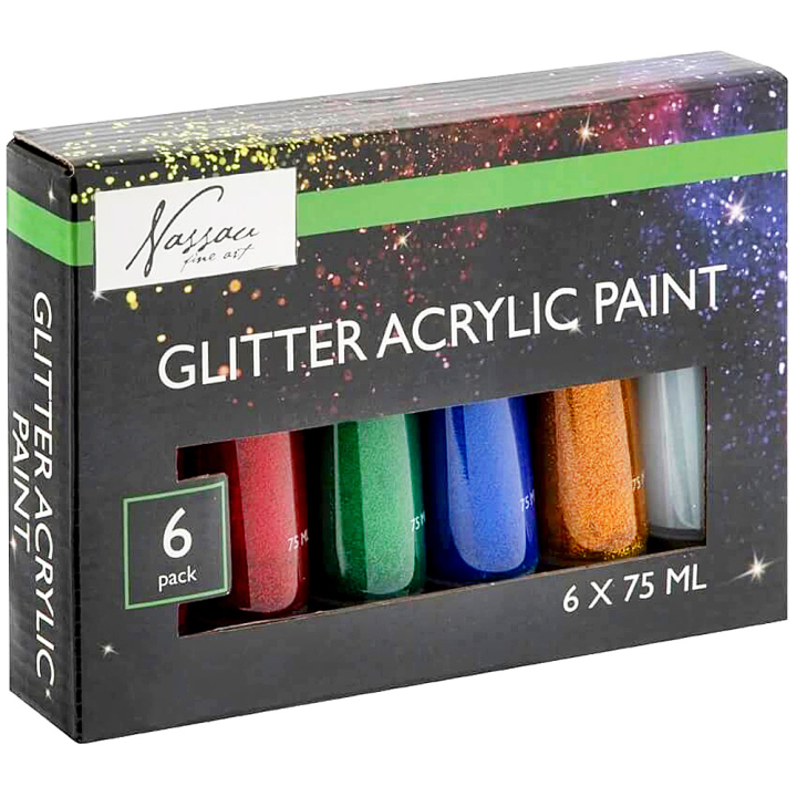 Acrylic Paint 75ml Glitter 6-set in the group Art Supplies / Artist colours / Acrylic Paint at Pen Store (130725)