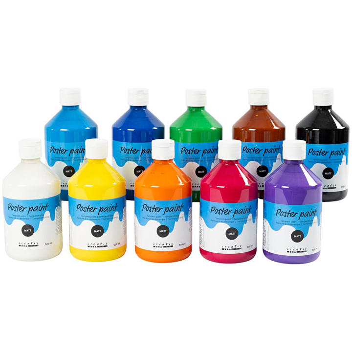 Poster Paint Matte 10x500ml in the group Kids / Kids' Paint & Crafts / Paint for Kids at Pen Store (131677)