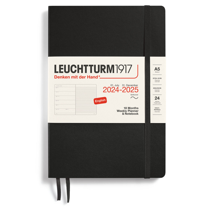 Calendar 18M Weekly Planner & Notebook Soft Cover A5 Black in the group Paper & Pads / Planners / 18-Month Planners at Pen Store (132570)