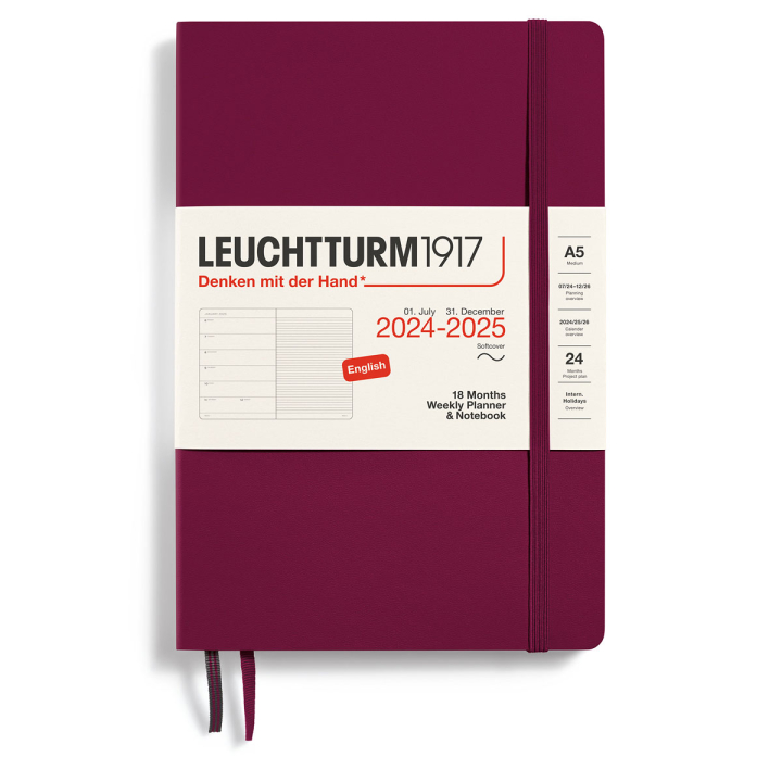 Calendar 18M Weekly Planner & Notebook Soft Cover A5 Port Red in the group Paper & Pads / Planners / 18-Month Planners at Pen Store (132572)