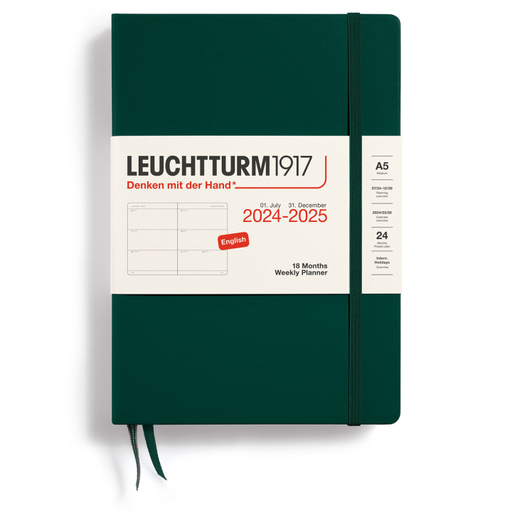 Calendar 18M Weekly Planner Hard Cover A5 Forest Green in the group Paper & Pads / Planners / 18-Month Planners at Pen Store (132578)