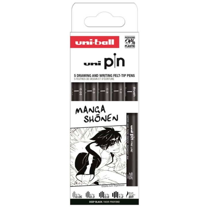 Pin Fineliner 5-set Manga Shonen in the group Pens / Writing / Fineliners at Pen Store (132733)