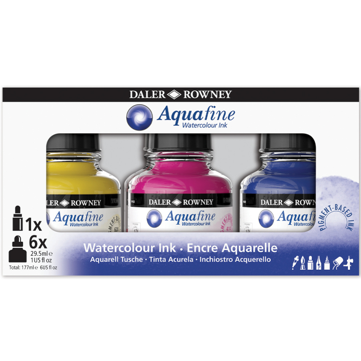 Intro Ink Aquarelle set 6 x 29,5 ml in the group Art Supplies / Artist colours / Watercolor Paint / Liquid watercolor at Pen Store (132932)
