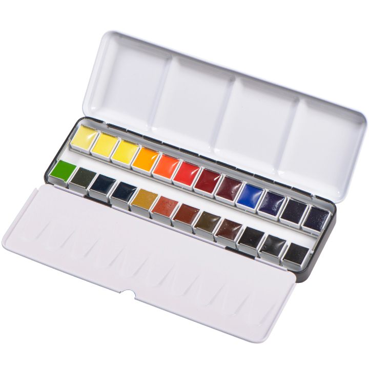 Aquarell Metallask 24-set half pan in the group Art Supplies / Artist colours / Watercolor Paint at Pen Store (133481)