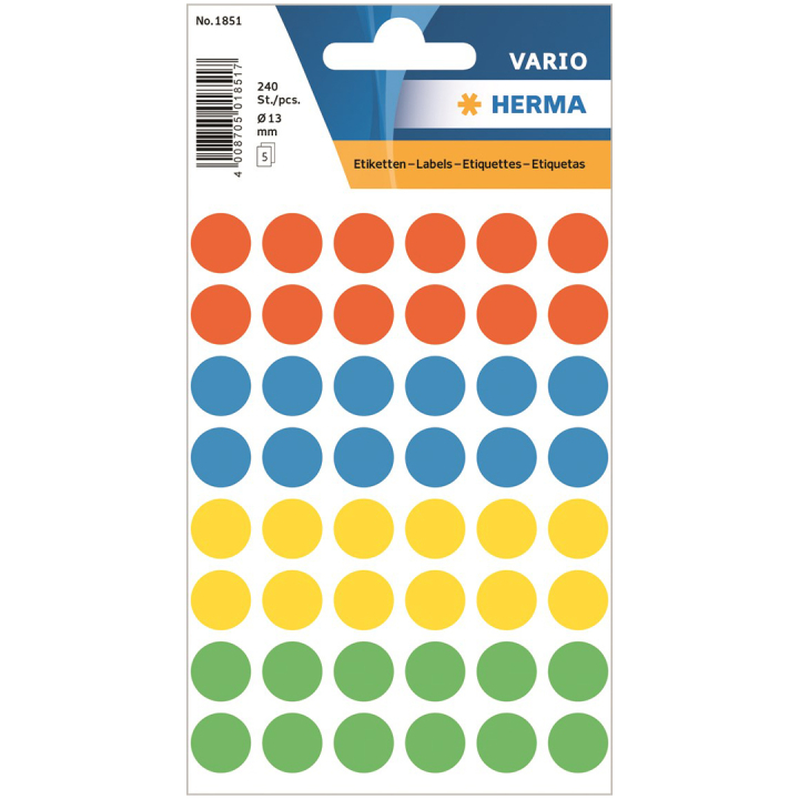 Multi-purpose labels Round Ø13mm 240 pcs Colourmix in the group Hobby & Creativity / Organize / Home Office at Pen Store (133994)