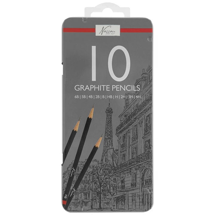 Sketching Pencils 10-set Metal Box in the group Art Supplies / Crayons & Graphite / Graphite & Pencils at Pen Store (134888)