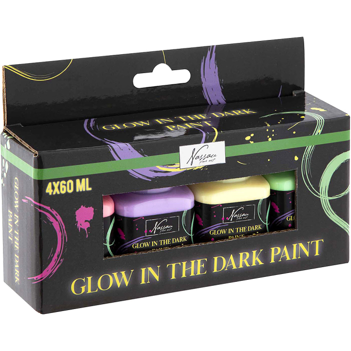 Glow-in-the-Dark Paint 60ml 4-set in the group Hobby & Creativity / Paint / Hobby Paint at Pen Store (134924)