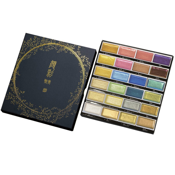 Gansai Tambi Aquarelle 24-set Metallic 2 in the group Art Supplies / Artist colours / Watercolor Paint / Watercolor pans at Pen Store (135538)