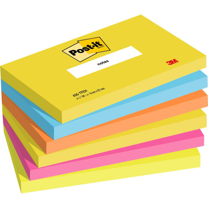Post-it Super Sticky 76x127 Colour Mix Energetic 6-pack in the group Paper & Pads / Note & Memo / Post-it and notepads at Pen Store (135711)