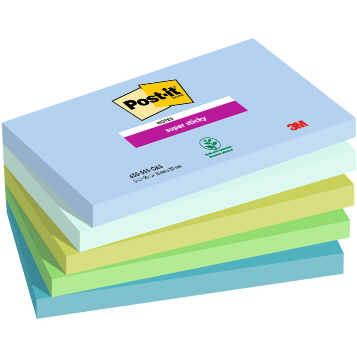 Post-it Super Sticky 76x127 Colour Mix Oasis 5-pack in the group Paper & Pads / Note & Memo / Post-it and notepads at Pen Store (135717)