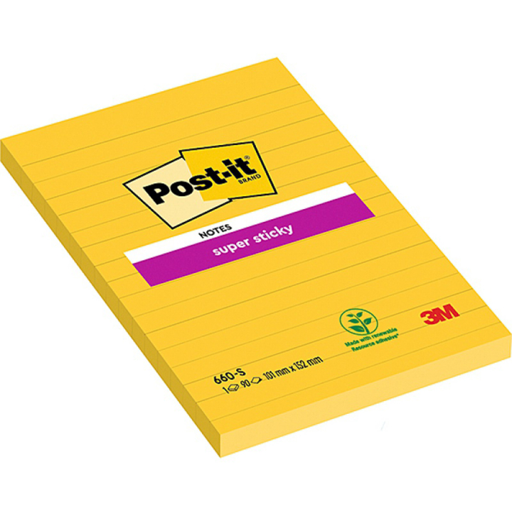Post-It Super Sticky 102x152 Yellow lined in the group Paper & Pads / Note & Memo / Post-it and notepads at Pen Store (135727)