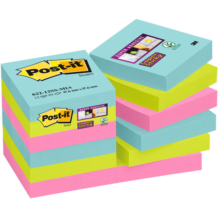 Post-it Super Sticky 47.6 x 47.6 Colour Mix Cosmic 12-pack in the group Paper & Pads / Note & Memo / Post-it and notepads at Pen Store (135730)