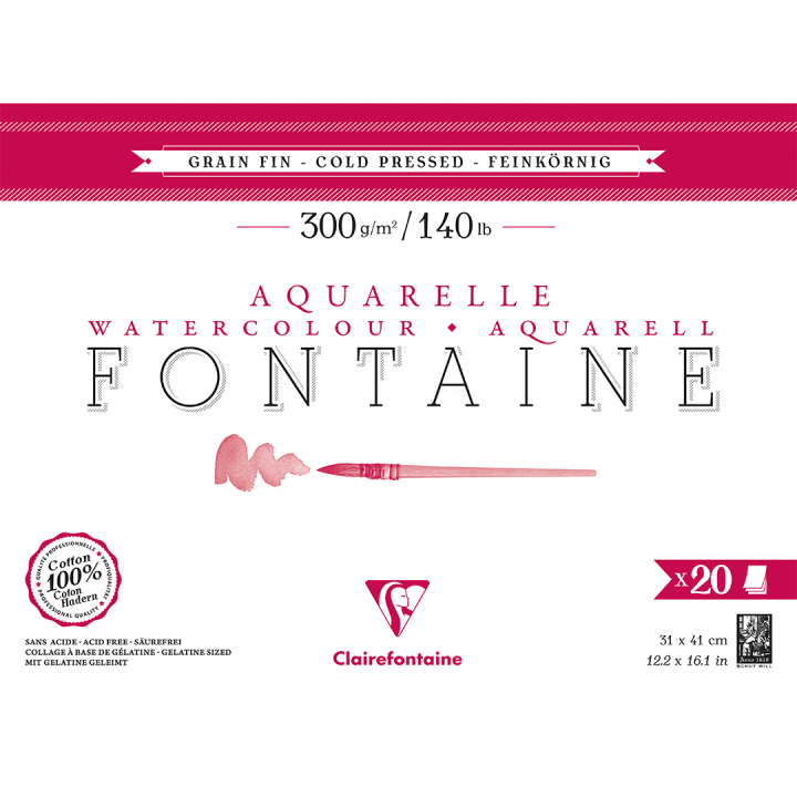 Fontaine Watercolor block CP 31x41 cm 300g in the group Paper & Pads / Artist Pads & Paper / Watercolor Pads at Pen Store (136143)