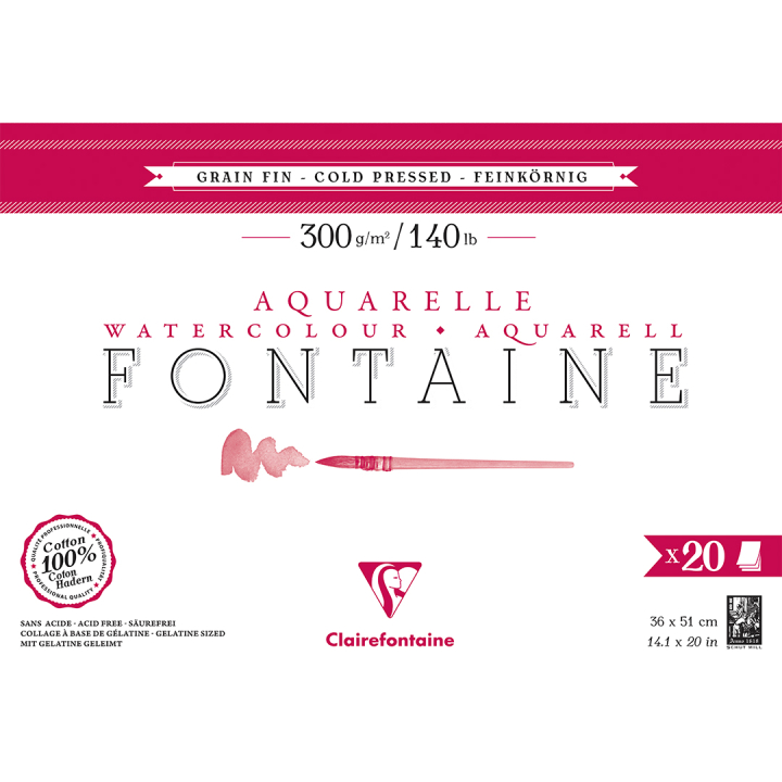 Fontaine Watercolor block CP 36x51 cm 300g in the group Paper & Pads / Artist Pads & Paper / Watercolor Pads at Pen Store (136144)