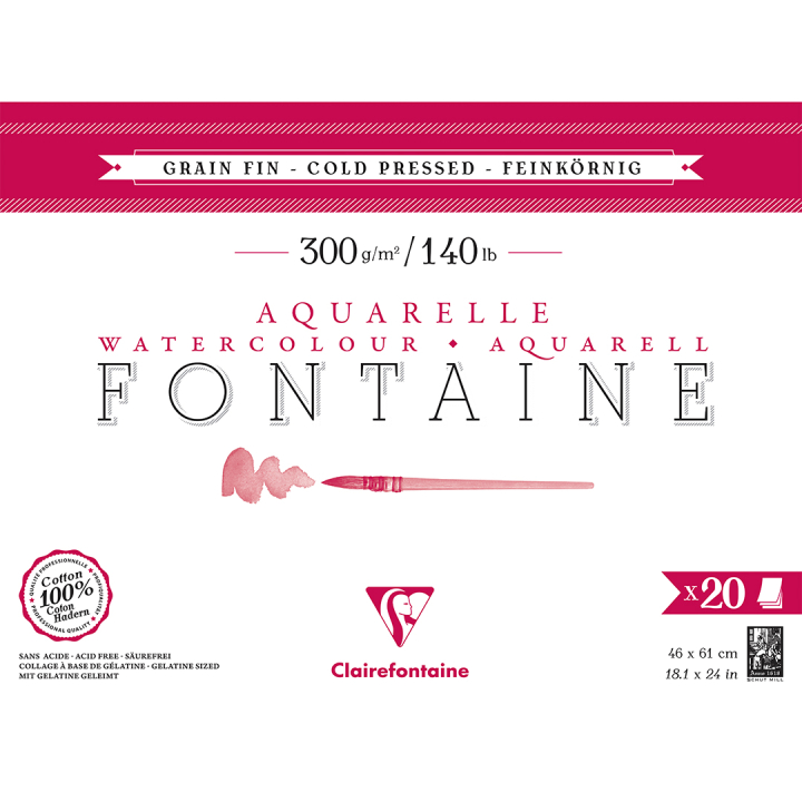 Fontaine Watercolor block CP 46x61 cm 300g in the group Paper & Pads / Artist Pads & Paper / Watercolor Pads at Pen Store (136145)