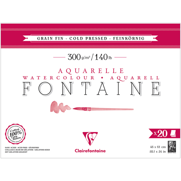 Fontaine Watercolor block CP 46x61 cm 300g in the group Paper & Pads / Artist Pads & Paper / Watercolor Pads at Pen Store (136145)