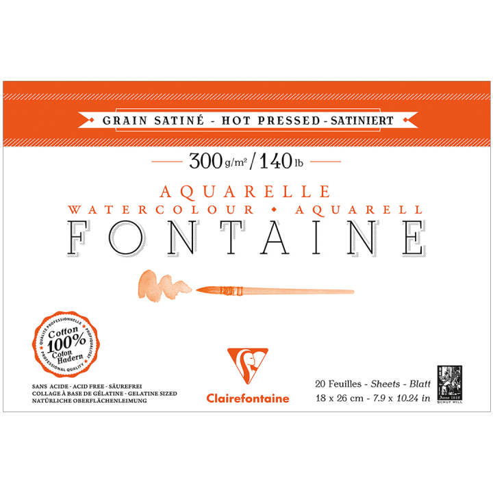 Fontaine Watercolor block HP 18x26 cm 300g in the group Paper & Pads / Artist Pads & Paper / Watercolor Pads at Pen Store (136146)