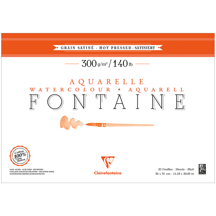 Fontaine Watercolor block HP 36x51 cm 300g in the group Paper & Pads / Artist Pads & Paper / Watercolor Pads at Pen Store (136150)