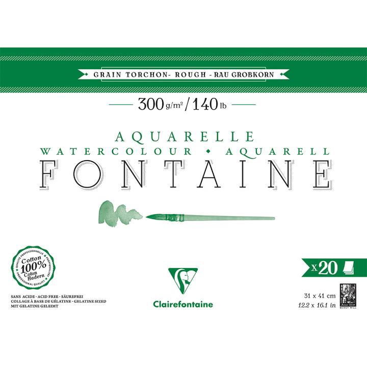 Fontaine Watercolor block Rough 31x41 cm 300g in the group Paper & Pads / Artist Pads & Paper / Watercolor Pads at Pen Store (136155)