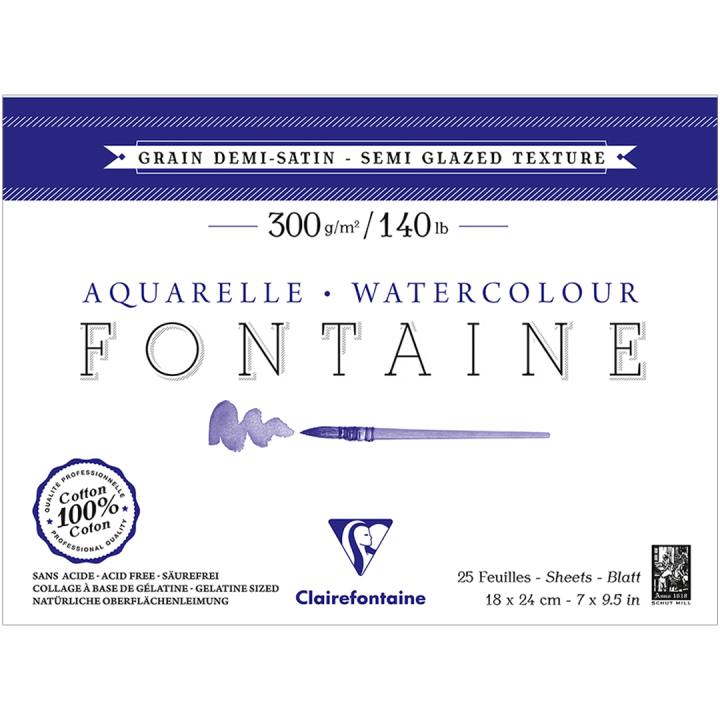 Fontaine Watercolor block Semi-Glazed 18x24 cm 300g in the group Paper & Pads / Artist Pads & Paper / Watercolor Pads at Pen Store (136158)