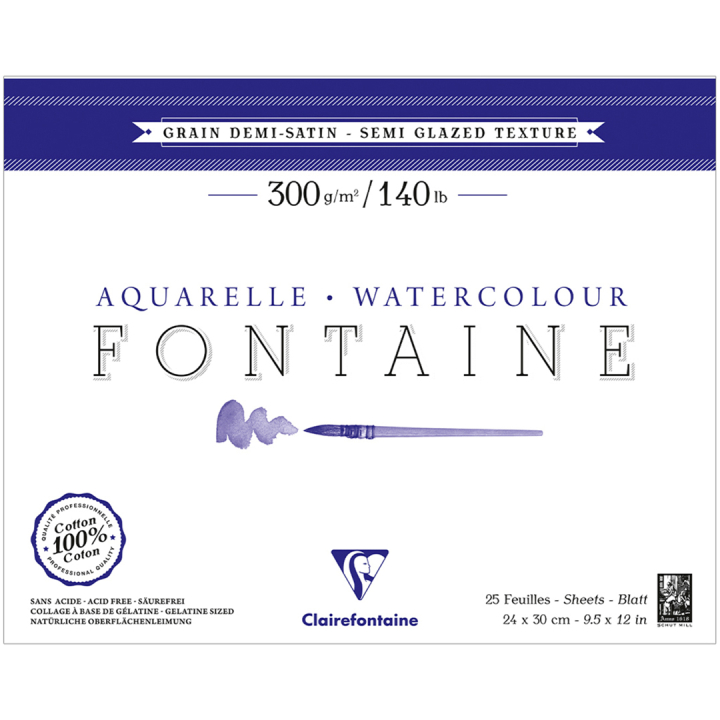 Fontaine Watercolor block Semi-Glazed 24x30 cm 300g in the group Paper & Pads / Artist Pads & Paper / Watercolor Pads at Pen Store (136159)