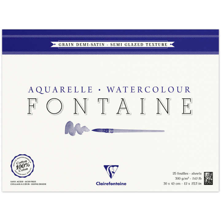 Fontaine Watercolor block Semi-Glazed 30x40 cm 300g in the group Paper & Pads / Artist Pads & Paper / Watercolor Pads at Pen Store (136160)