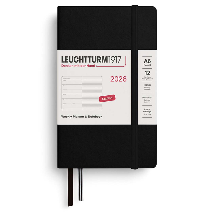 Calendar Weekly Planner & Notebook 2026 A6 Black in the group Paper & Pads / Planners / 12-Month Planners at Pen Store (136230)