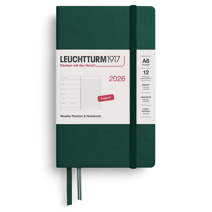 Calendar Weekly Planner & Notebook 2026 A6 Forest Green in the group Paper & Pads / Planners / 12-Month Planners at Pen Store (136235)