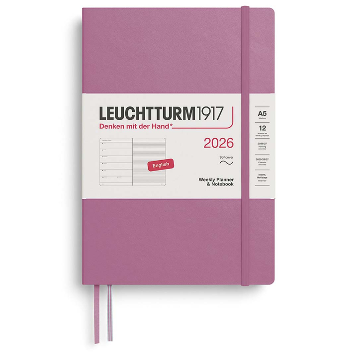Calendar Weekly Planner & Notebook 2026 A5 Soft Cover Dusty Rose in the group Paper & Pads / Planners / 12-Month Planners at Pen Store (136240)