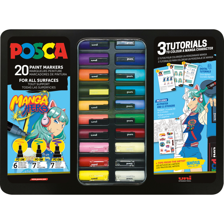 Posca Manga Hero Set of 20 pcs in the group Pens / Artist Pens / Acrylic Markers at Pen Store (136281)