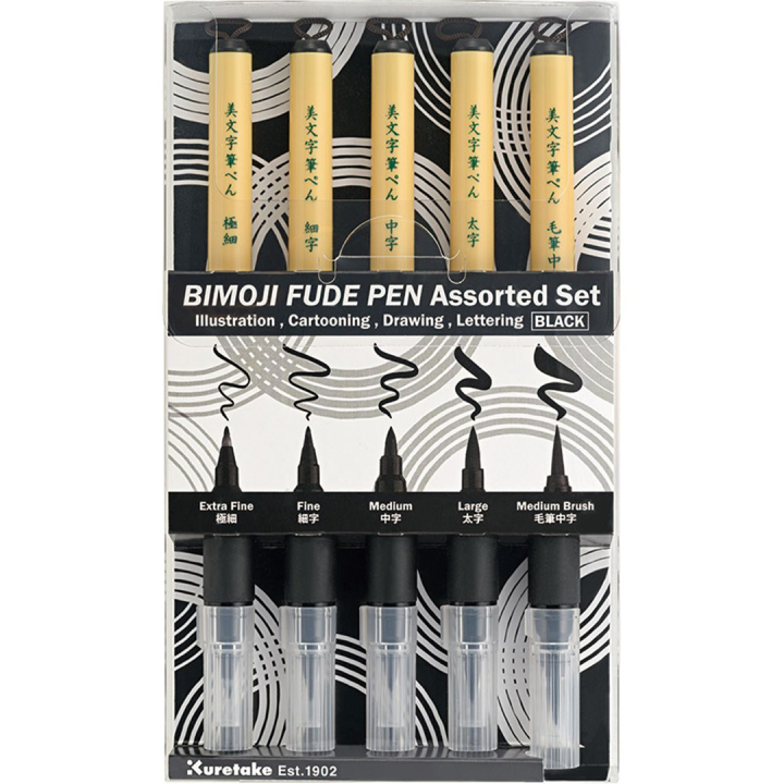 Bimoji Fude Brush Pen Set of 5 in the group Pens / Artist Pens / Brush Pens at Pen Store (136420)