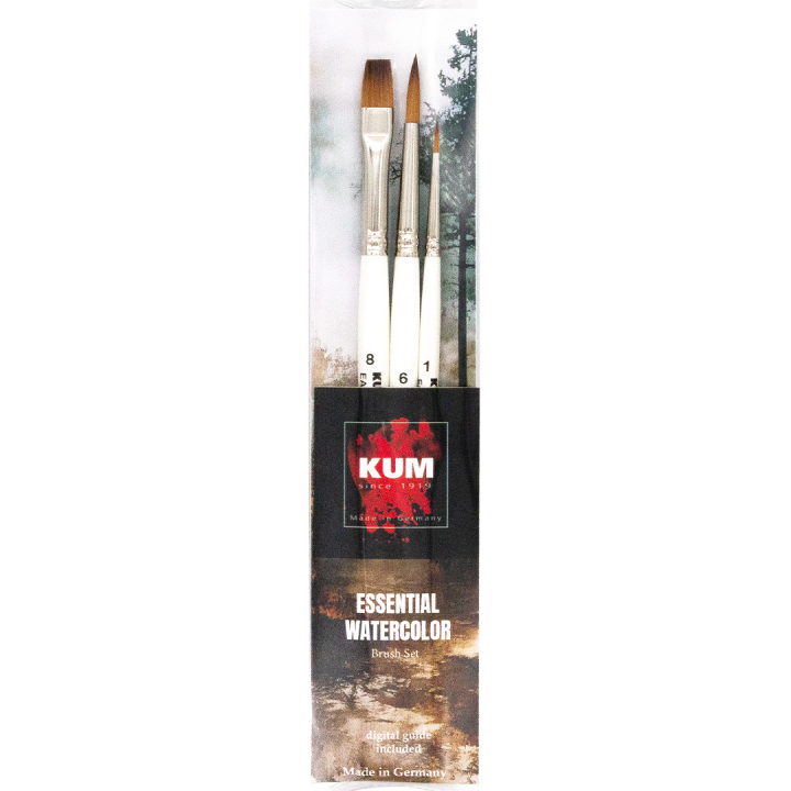 Synthetic Brushes Watercolour Essential 3-piece Set in the group Art Supplies / Brushes / Watercolor Brushes at Pen Store (137033)