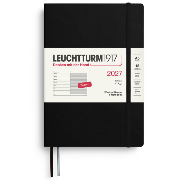 Calendar Weekly Planner & Notebook 2027 A5 Soft Cover Black in the group Paper & Pads / Planners / 12-Month Planners at Pen Store (137493)
