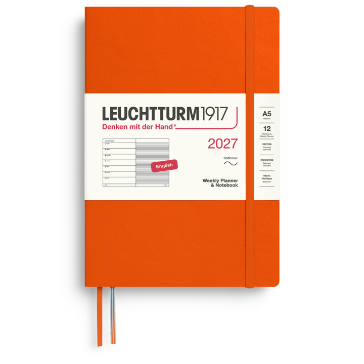 Calendar Weekly Planner & Notebook 2027 A5 Soft Cover Pumpkin in the group Paper & Pads / Planners / 12-Month Planners at Pen Store (137498)