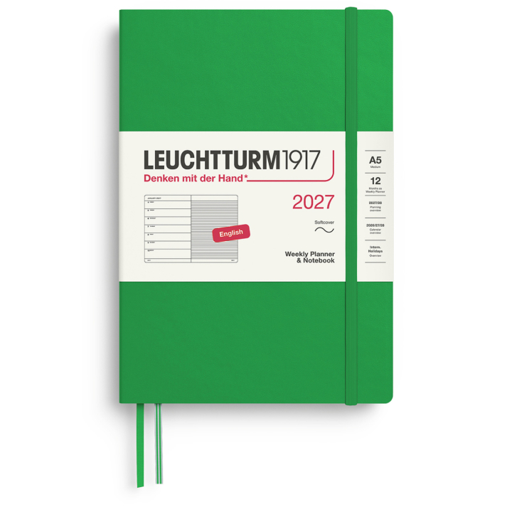 Calendar Weekly Planner & Notebook 2027 A5 Soft Cover Spring Leaf in the group Paper & Pads / Planners / 12-Month Planners at Pen Store (137501)