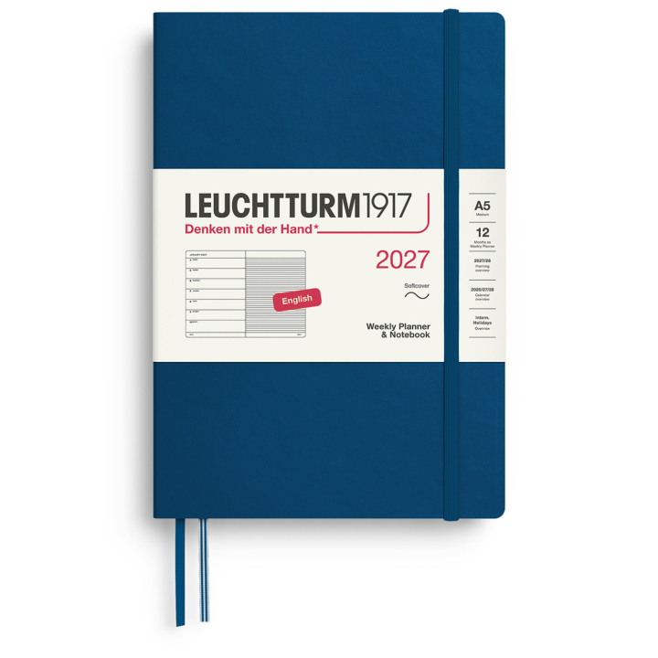 Calendar Weekly Planner & Notebook 2027 A5 Soft Cover Indigo in the group Paper & Pads / Planners / 12-Month Planners at Pen Store (137503)