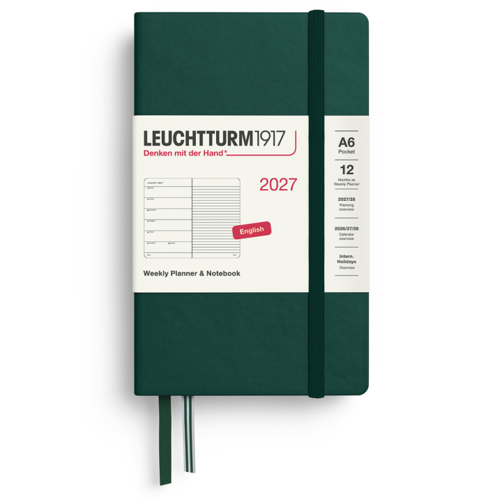 Calendar Weekly Planner & Notebook 2027 A6 Forest Green in the group Paper & Pads / Planners / 12-Month Planners at Pen Store (137510)