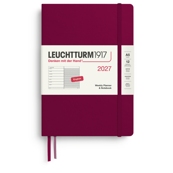 Calendar Weekly Planner & Notebook 2026 A5 Port Red in the group Paper & Pads / Planners / 12-Month Planners at Pen Store (137515)