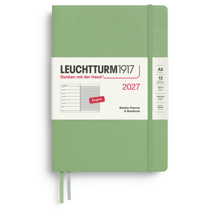 Calendar Weekly Planner & Notebook 2026 A5 Sage in the group Paper & Pads / Planners / 12-Month Planners at Pen Store (137519)